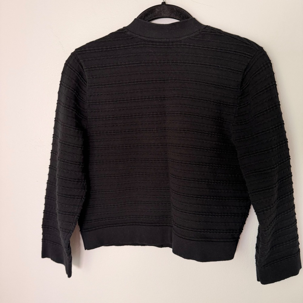 Tommy Hilfiger Black Textured Knit Shrug (MED) Minimal Casual Chic Sweater Crop‎ - Picture 13 of 14